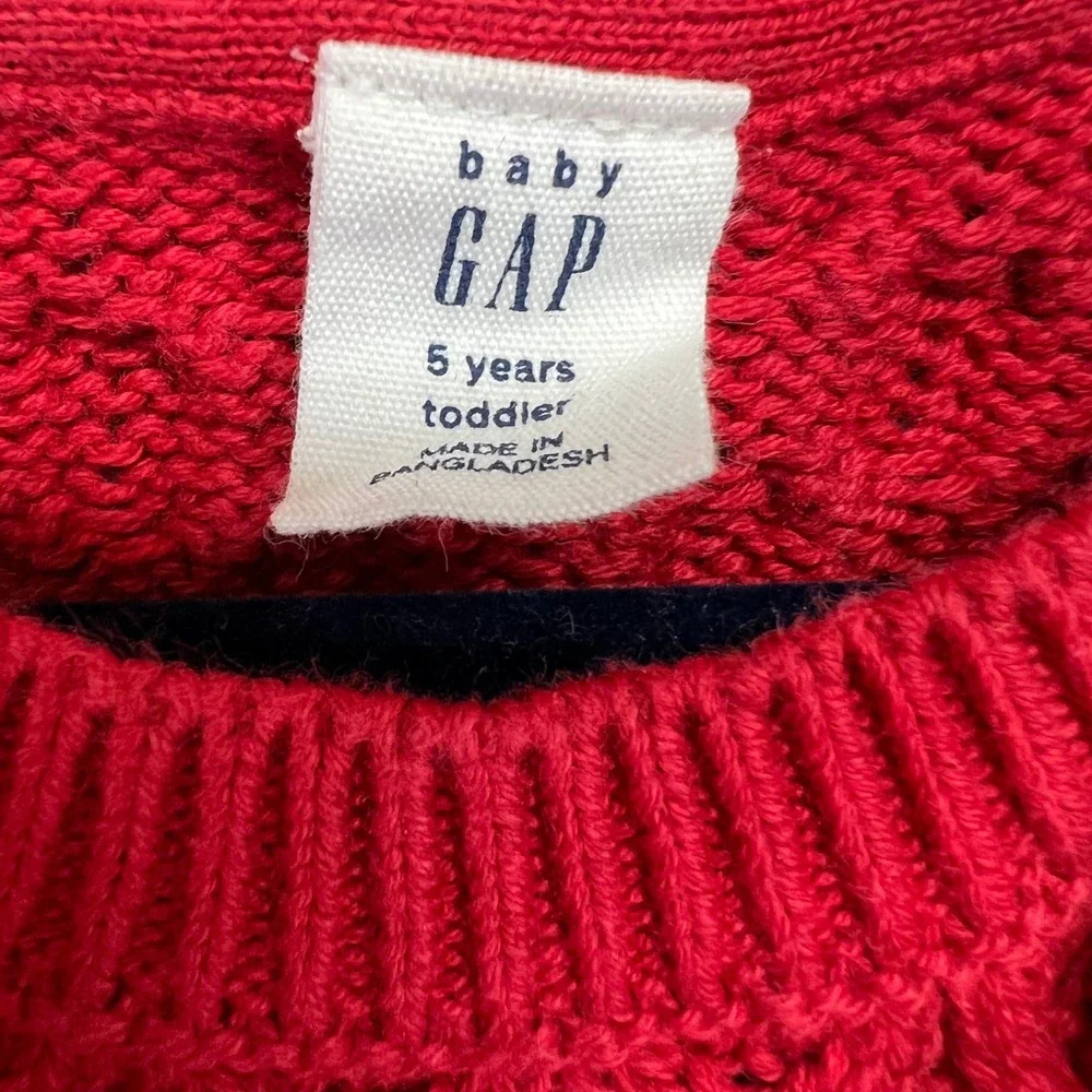 Baby Gap Red Cable Knit Ruffle‎ Sweater 5 Years Toddler Cozy Cotton